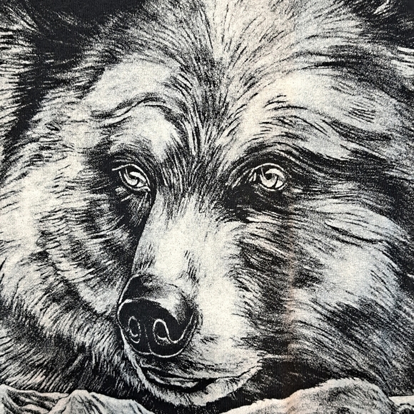 Bears in Wilderness  Men's Short Sleeve Graphic T-shirt Black White Size Medium - Picture 6 of 11